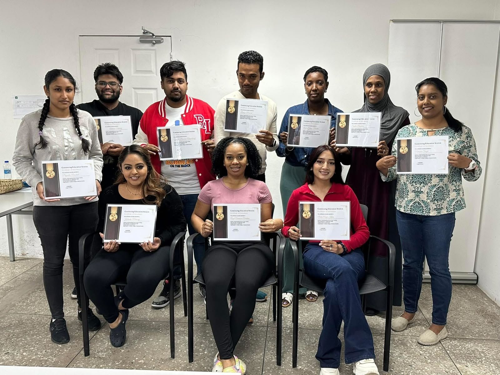 Healthcare students in practical training session